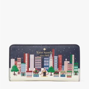 Kate Spade Winter Wonders Large Slim Bifold Wallet Novelty Collectible